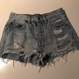 Cut off denim shorts